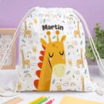 Miniatura de Mochila Saco Infantil Animales de Colores personalizada