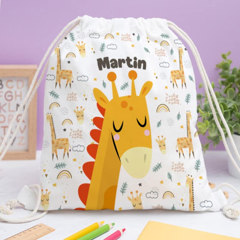 Mochila Saco Infantil Animales de Colores personalizada