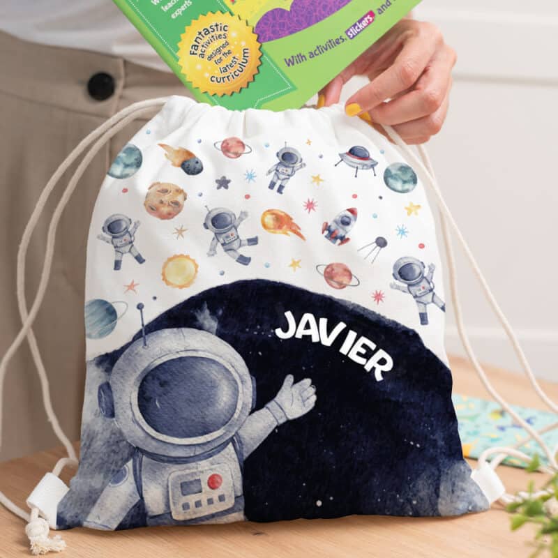 Mochila Saco Infantil Astronauta en el Espacio personalizada