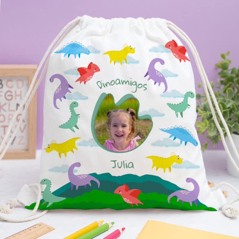 Mochila Saco Infantil Dinosaurios personalizada