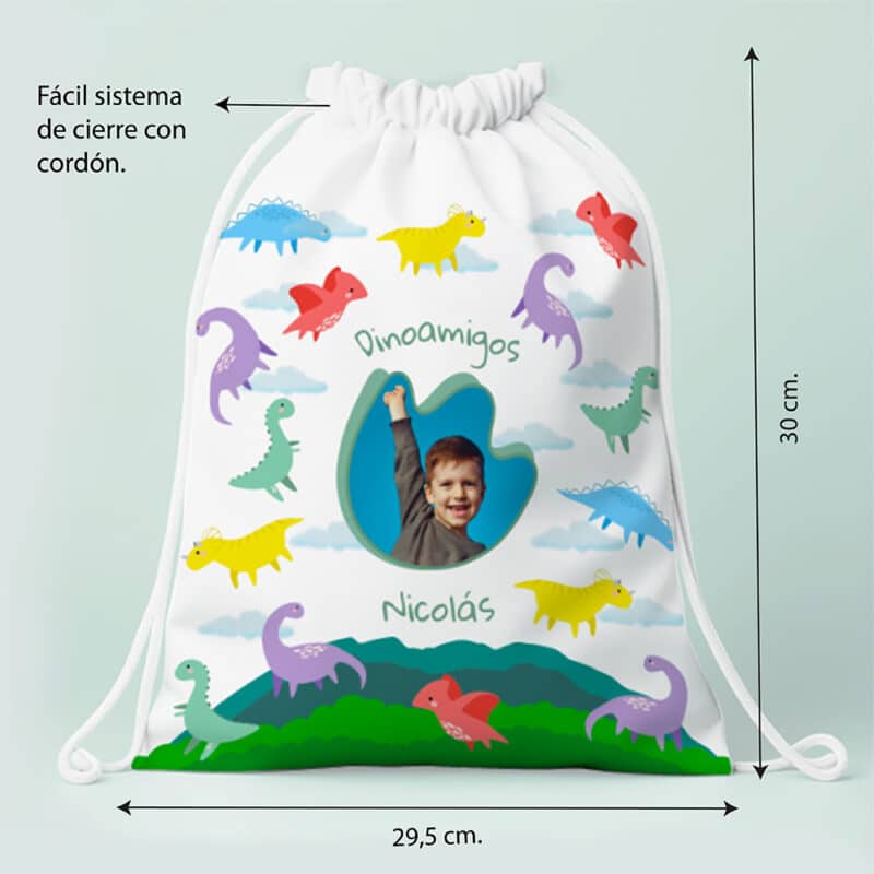 Mochila Saco Infantil Dinosaurios personalizada