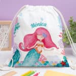 Miniatura de Mochila Saco Infantil Sirenita personalizada