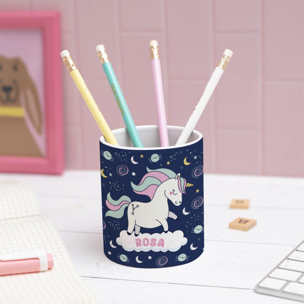 Portalápices Infantil Unicornios Coloridos personalizado