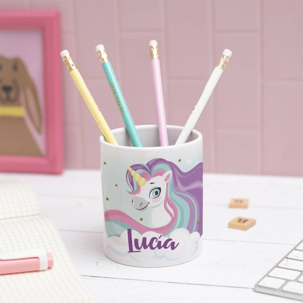 Portalápices Infantil Unicornios Coloridos personalizado