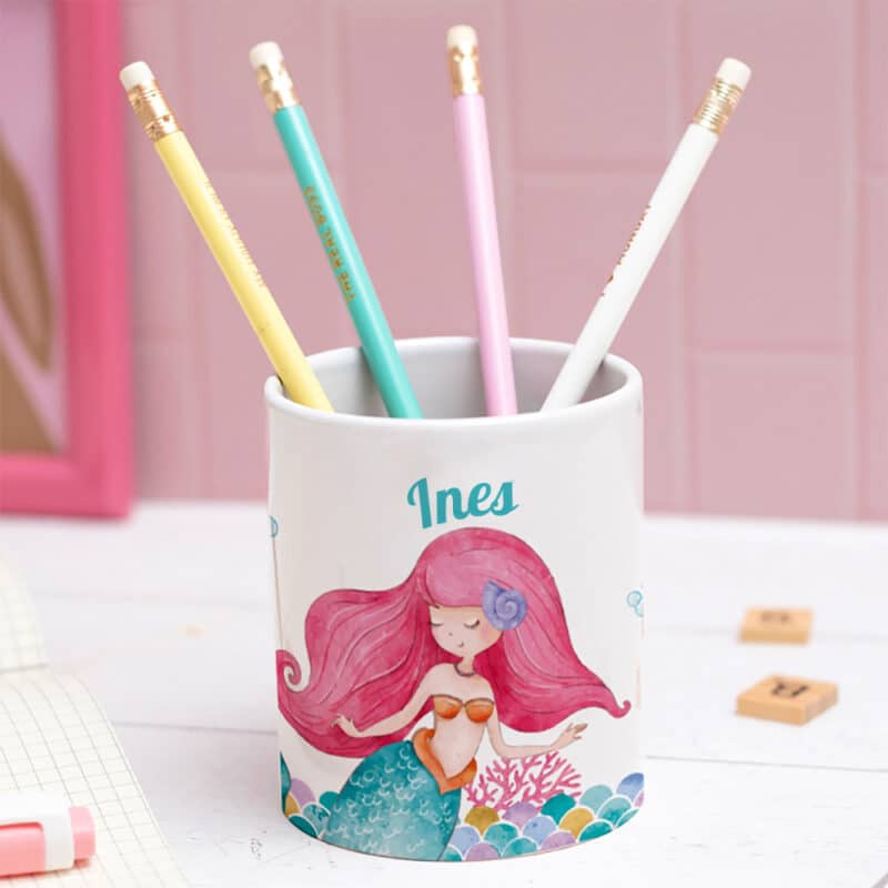 Portalápices Infantil Sirenita personalizado