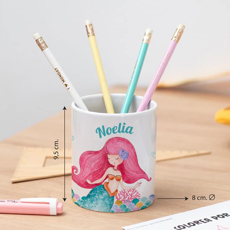 Portalápices Infantil Sirenita personalizado