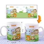 Miniatura de Taza Infantil Irrompible Animales Jungla con Nombre personalizada