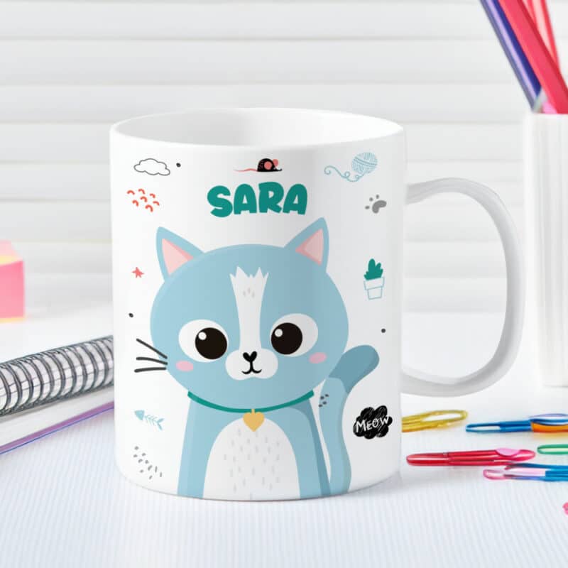 Taza Infantil Irrompible Animales de Colores con Nombre personalizada