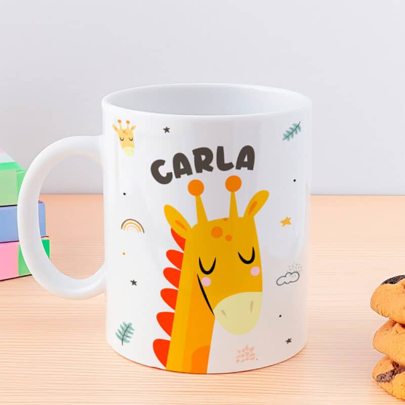 Taza Infantil Irrompible Animales de Colores con Nombre personalizada