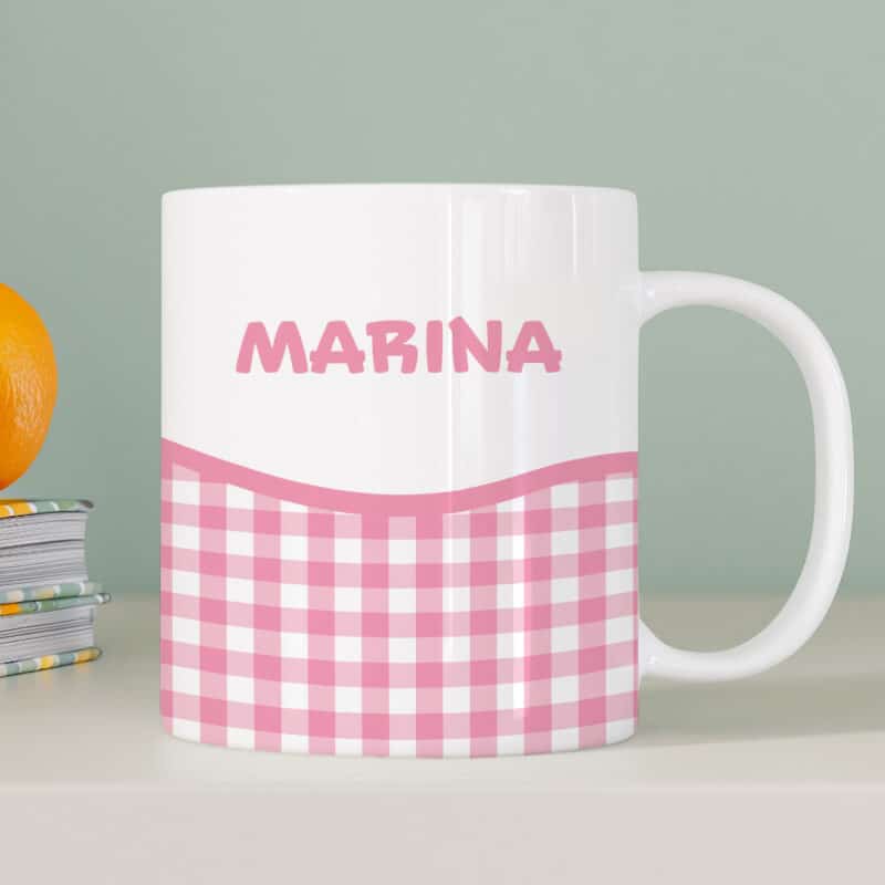 Taza Infantil Irrompible Cuadros con Nombre personalizada