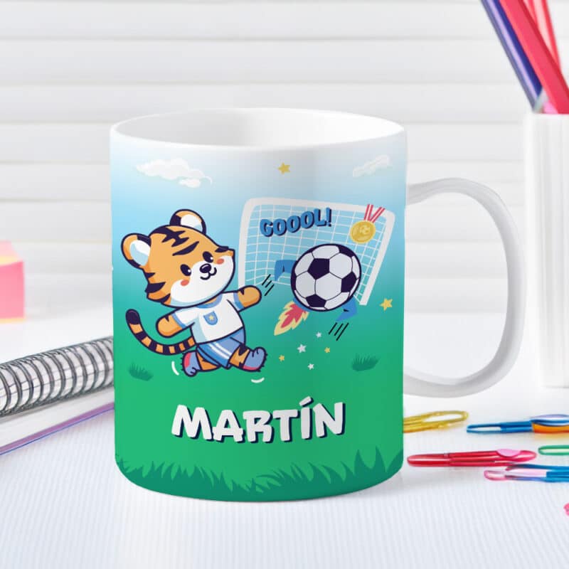 Taza Infantil Irrompible Fútbol con Nombre personalizada