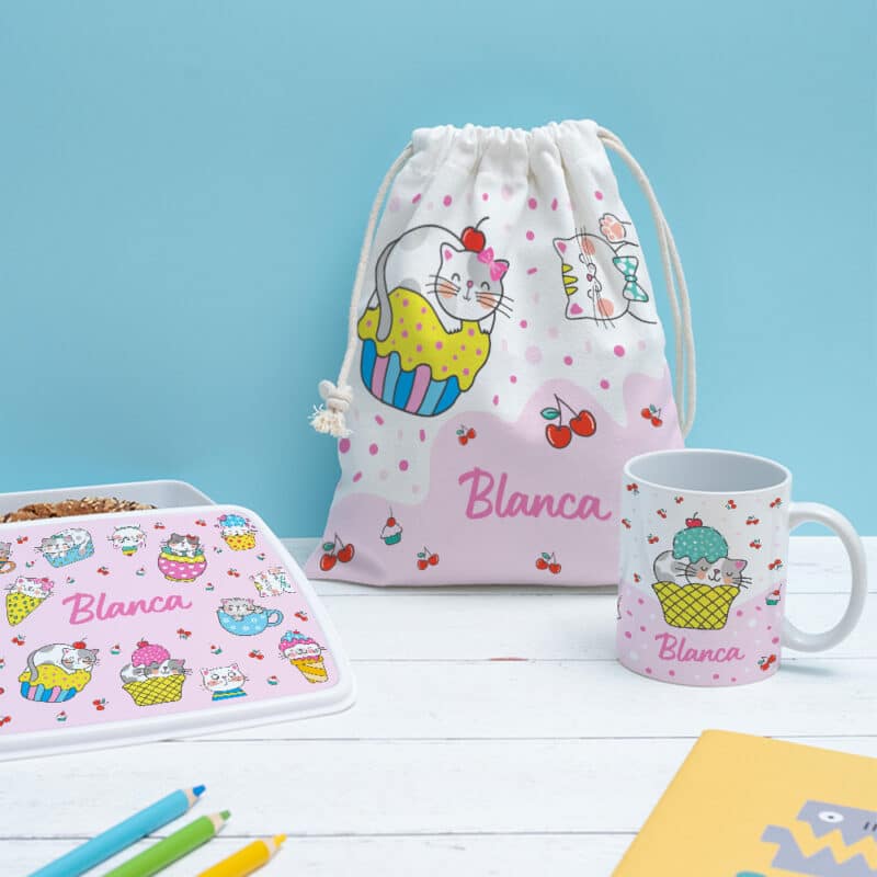 Taza Infantil Irrompible Gatitos con Nombre personalizada