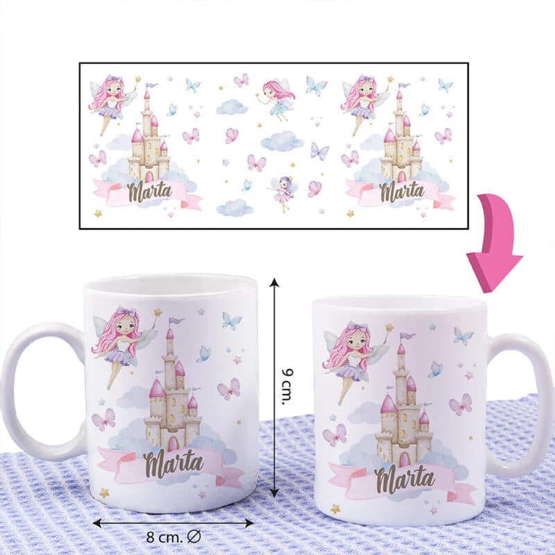 Taza Infantil Irrompible Hadas con Nombre personalizada