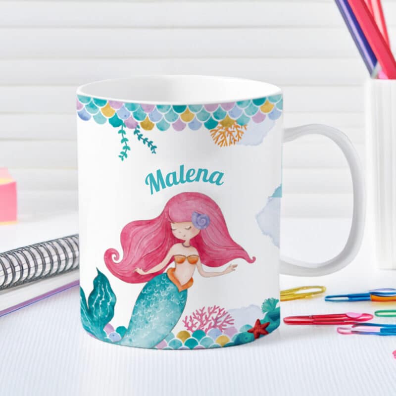 Taza Infantil Irrompible Sirenita con Nombre personalizada