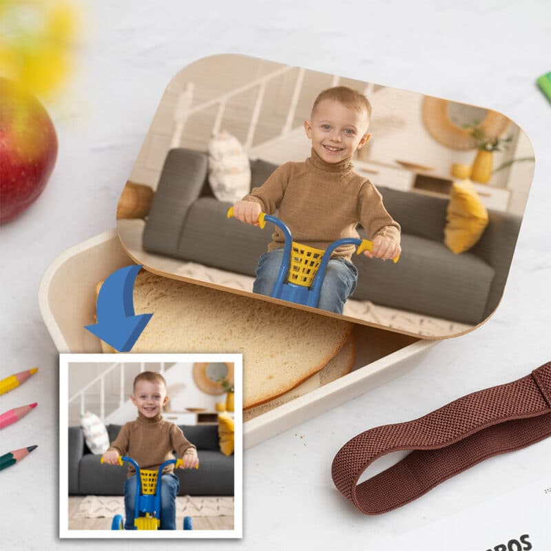 Fiambrera con Tapa de Madera Infantil con Foto personalizada