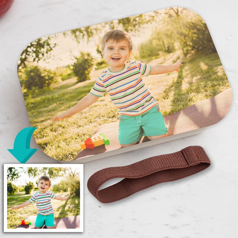 Fiambrera con Tapa de Madera Infantil con Foto personalizada