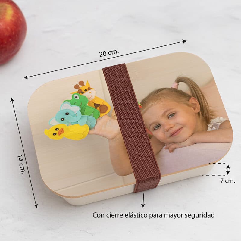 Fiambrera con Tapa de Madera Infantil con Foto personalizada