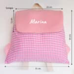 Miniatura de Mochila Saco Infantil Cuadros Rosas personalizada