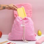 Miniatura de Mochila Saco Infantil Cuadros Rosas personalizada