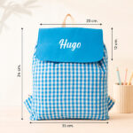 Miniatura de Mochila Saco Infantil Cuadros Azules personalizada