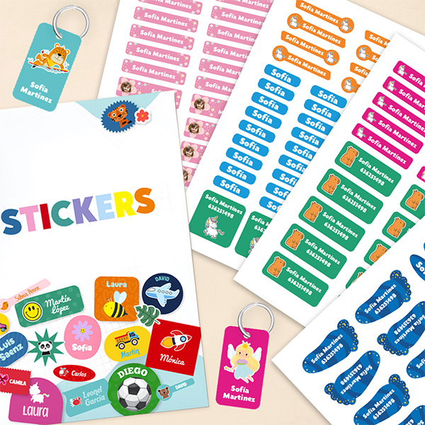 Pack de Etiquetas Adhesivas Infantiles para Ropa y Objetos con Nombre personalizadas