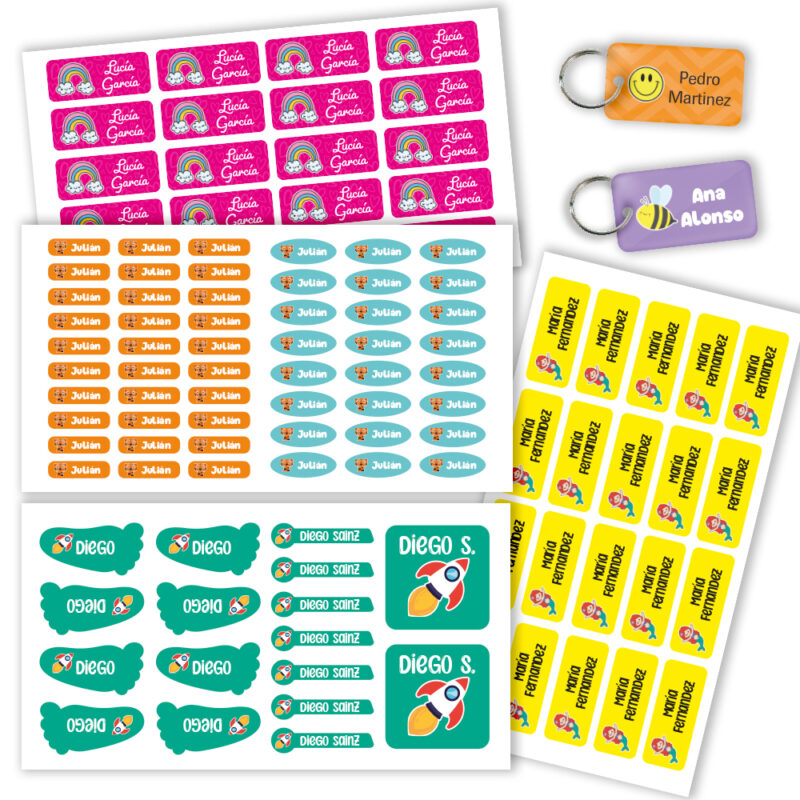 Pack de Etiquetas Adhesivas Infantiles para Objetos con Nombre personalizadas