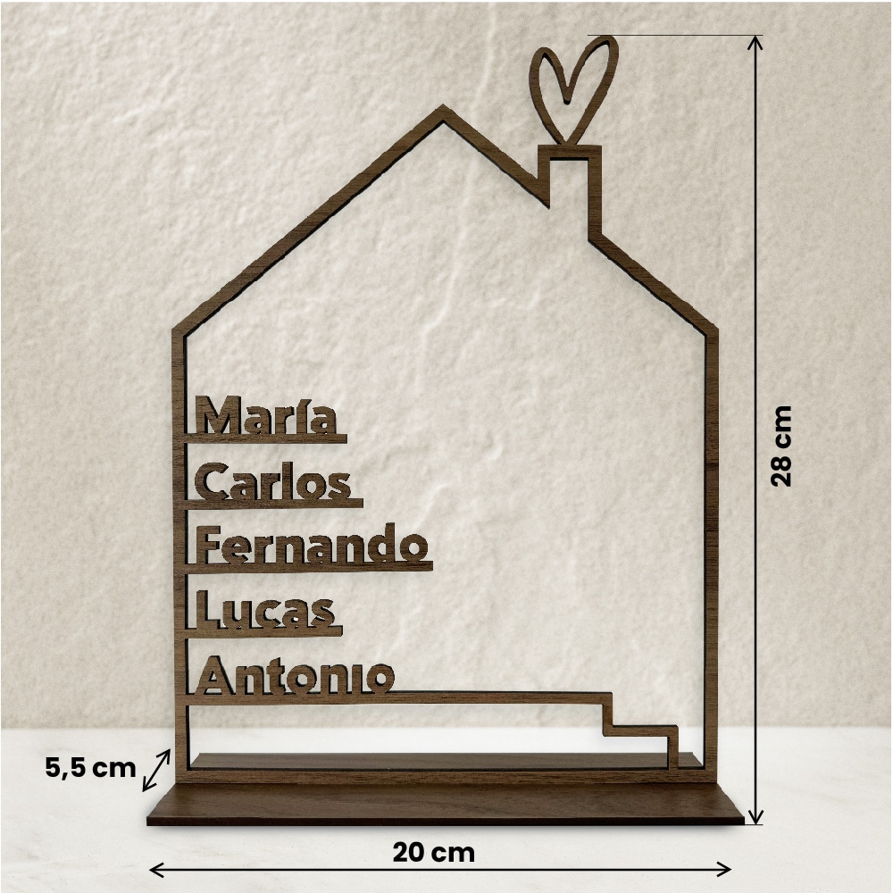 Casa de Madera Decorativa con Nombres personalizada