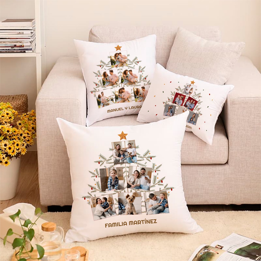 Cojín Árbol de Navidad con Fotos personalizado