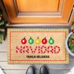 Miniatura de Felpudo Bolas de Navidad con Texto personalizado