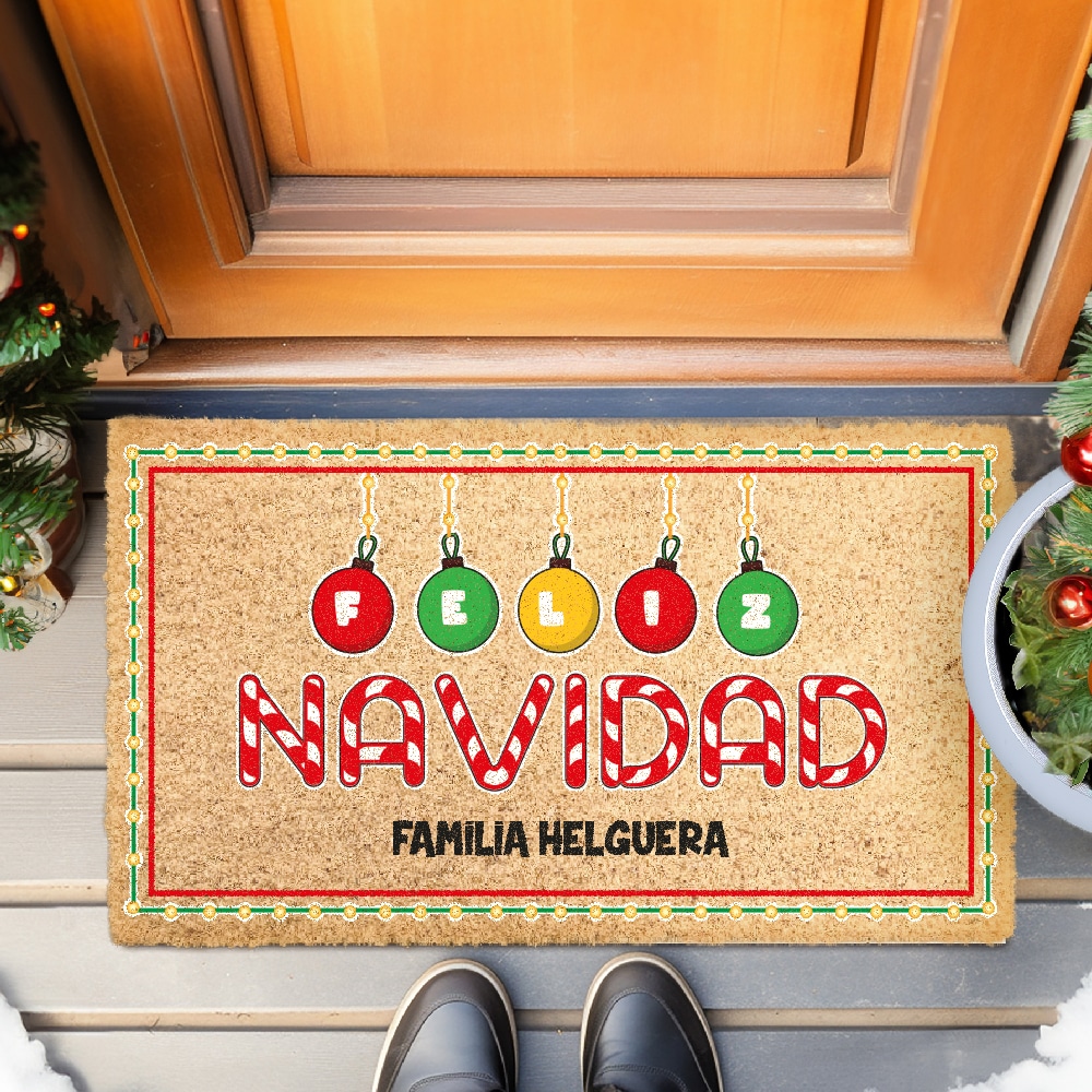 Felpudo Bolas de Navidad con Texto personalizado