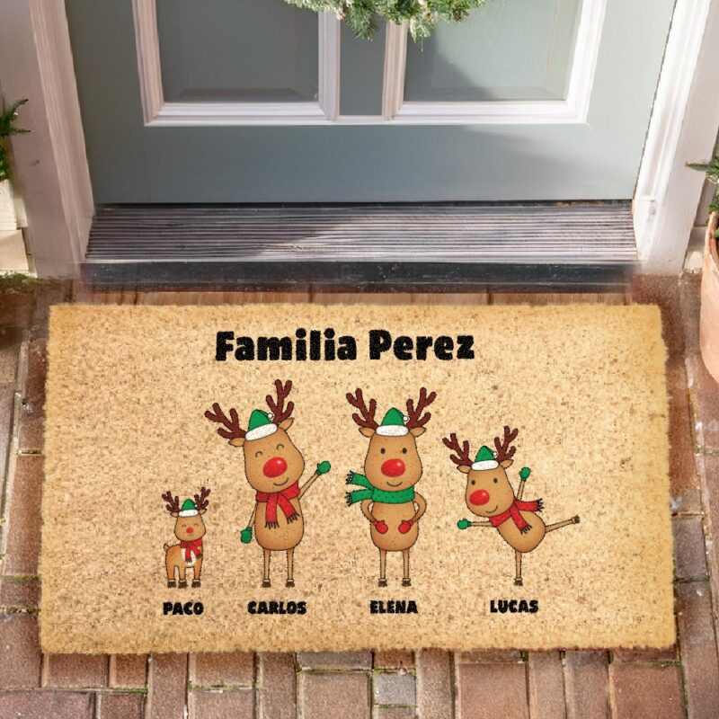 Felpudo Navidad Renos con Nombres y Texto personalizado
