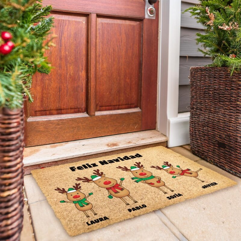 Felpudo Navidad Renos con Nombres y Texto personalizado