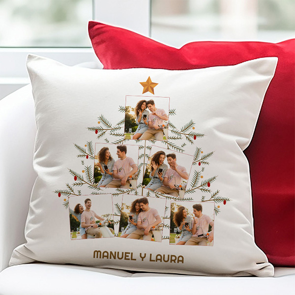 Cojín Árbol de Navidad con Fotos personalizado