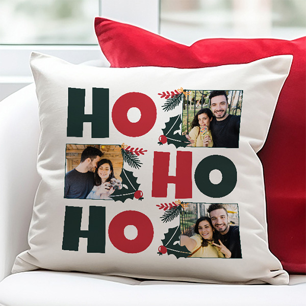 Cojín HO HO HO con Fotos personalizado