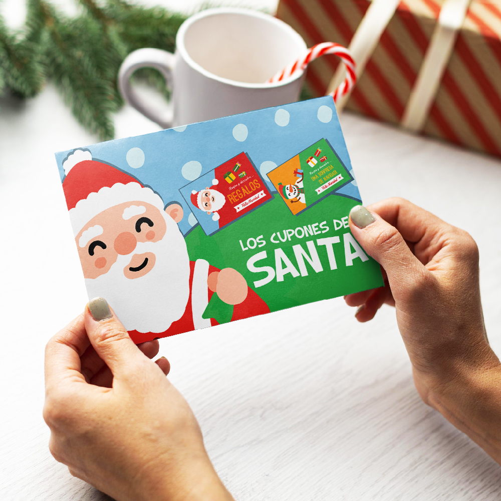 Tarjetas Rasca Cupones de Santa con Textos personalizadas