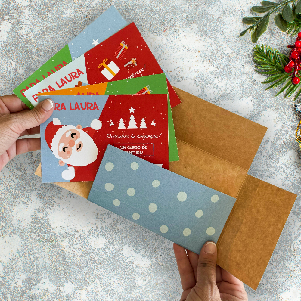 Tarjetas Rasca Cupones de Santa con Textos personalizadas