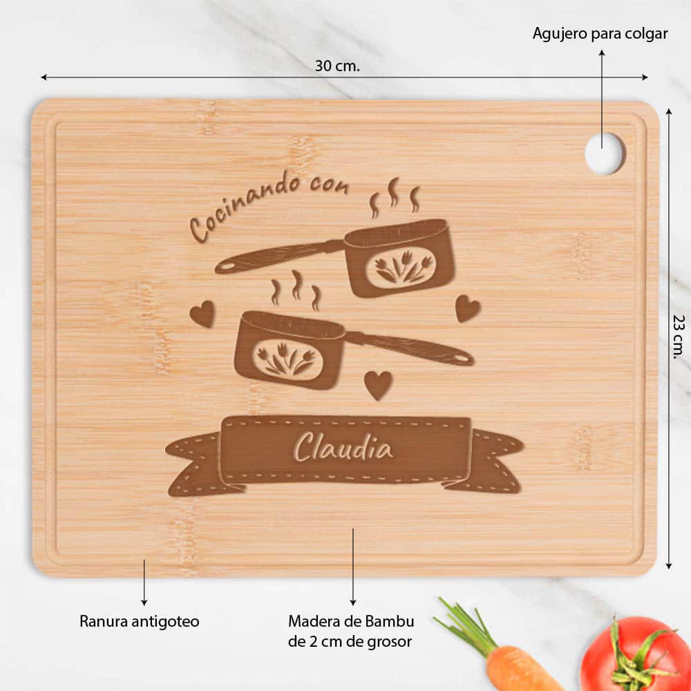 Tabla de Cortar Cocinando con Nombre personalizada