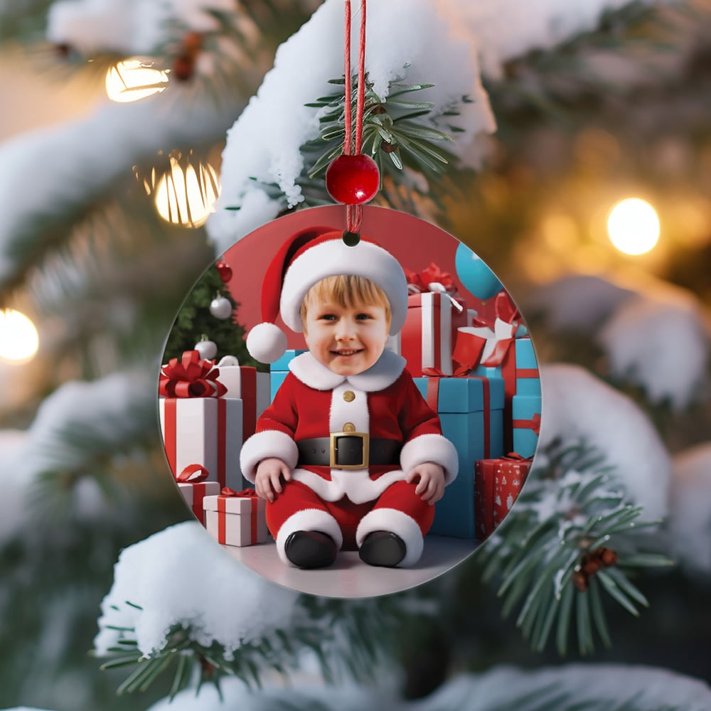 Pack de Adornos para Árbol de Navidad Papá Noel con Foto personalizados