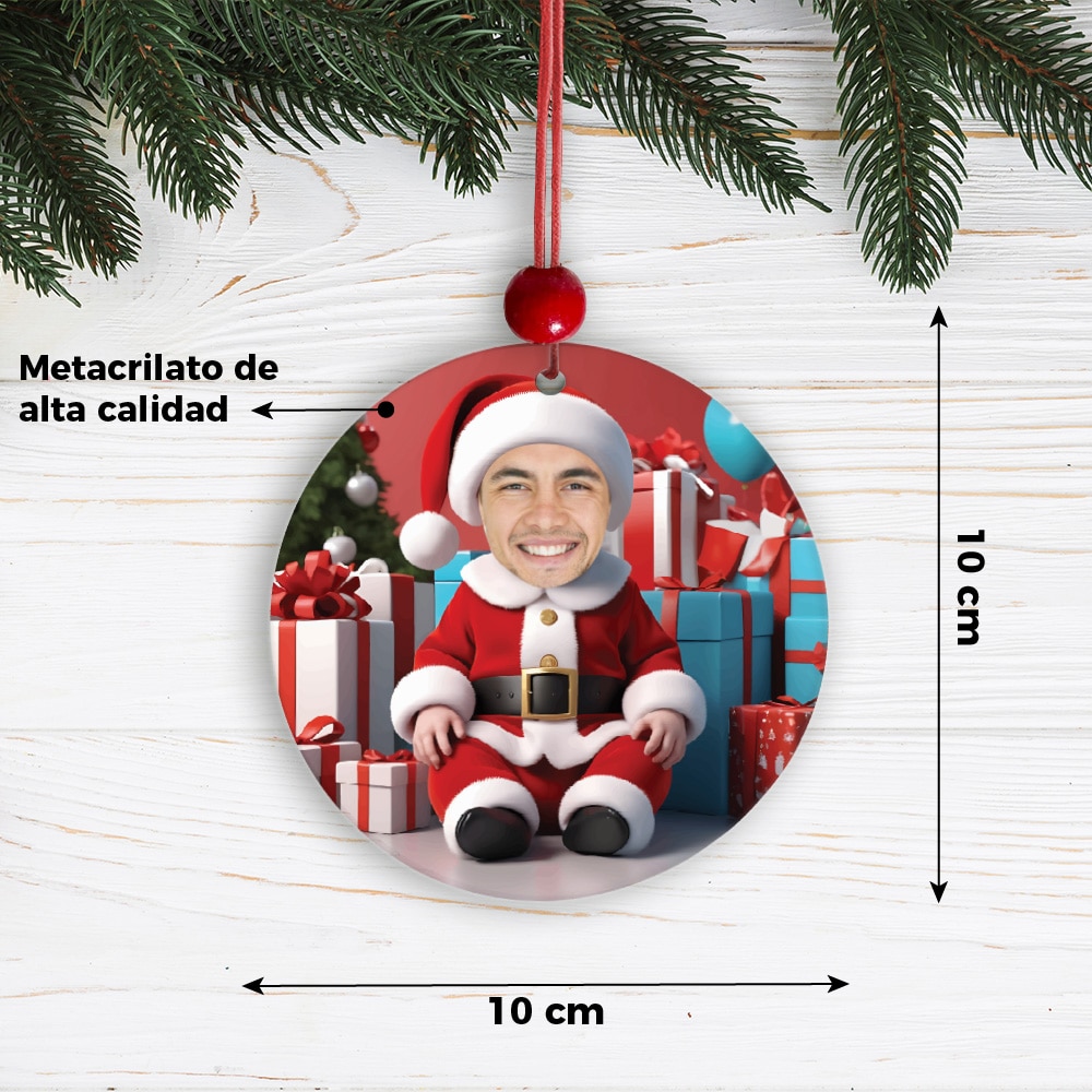 Pack de Adornos para Árbol de Navidad Papá Noel con Foto personalizados