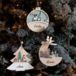 Miniatura de Pack de Tres Adornos de Madera Paisajes Nevados con Nombres personalizado