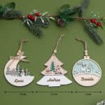 Miniatura de Pack de Tres Adornos de Madera Paisajes Nevados con Nombres personalizado