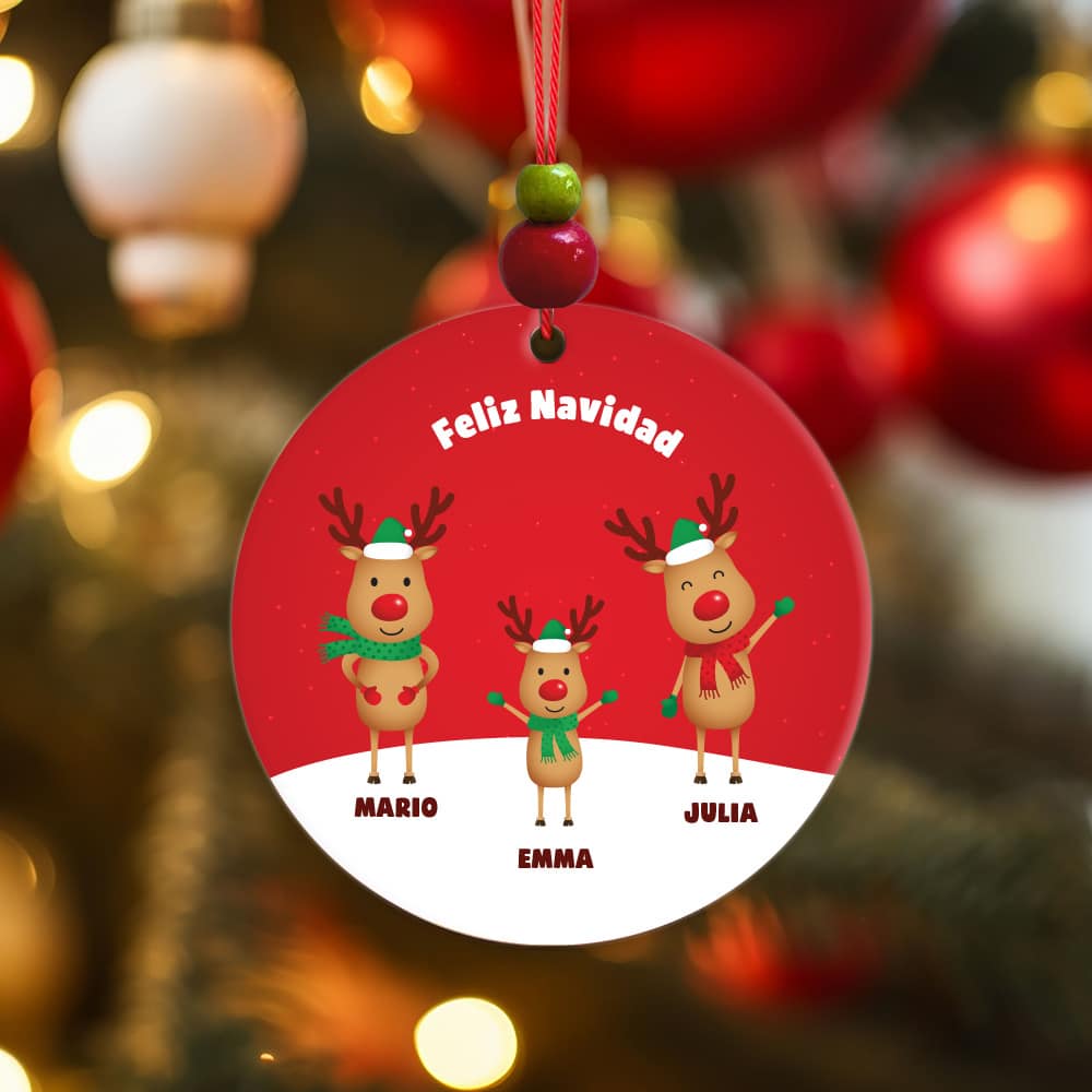 Pack de Adornos para Árbol de Navidad Renos con Nombres personalizados