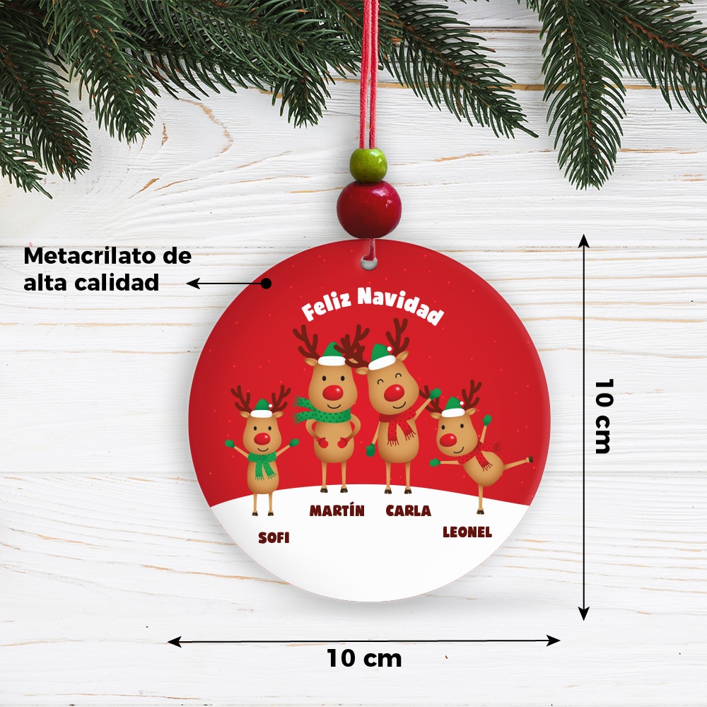 Pack de Adornos para Árbol de Navidad Renos con Nombres personalizados