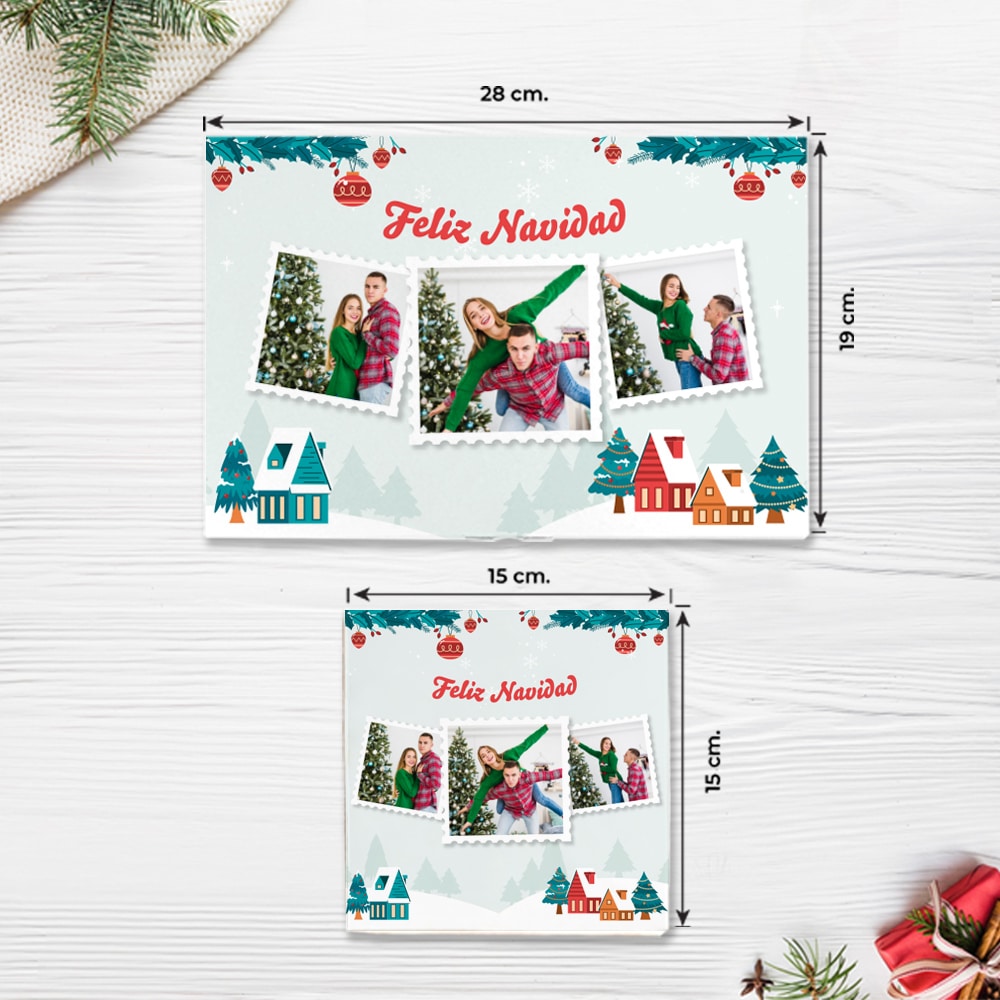 Caja de Dulces Feliz Navidad con Fotos personalizada