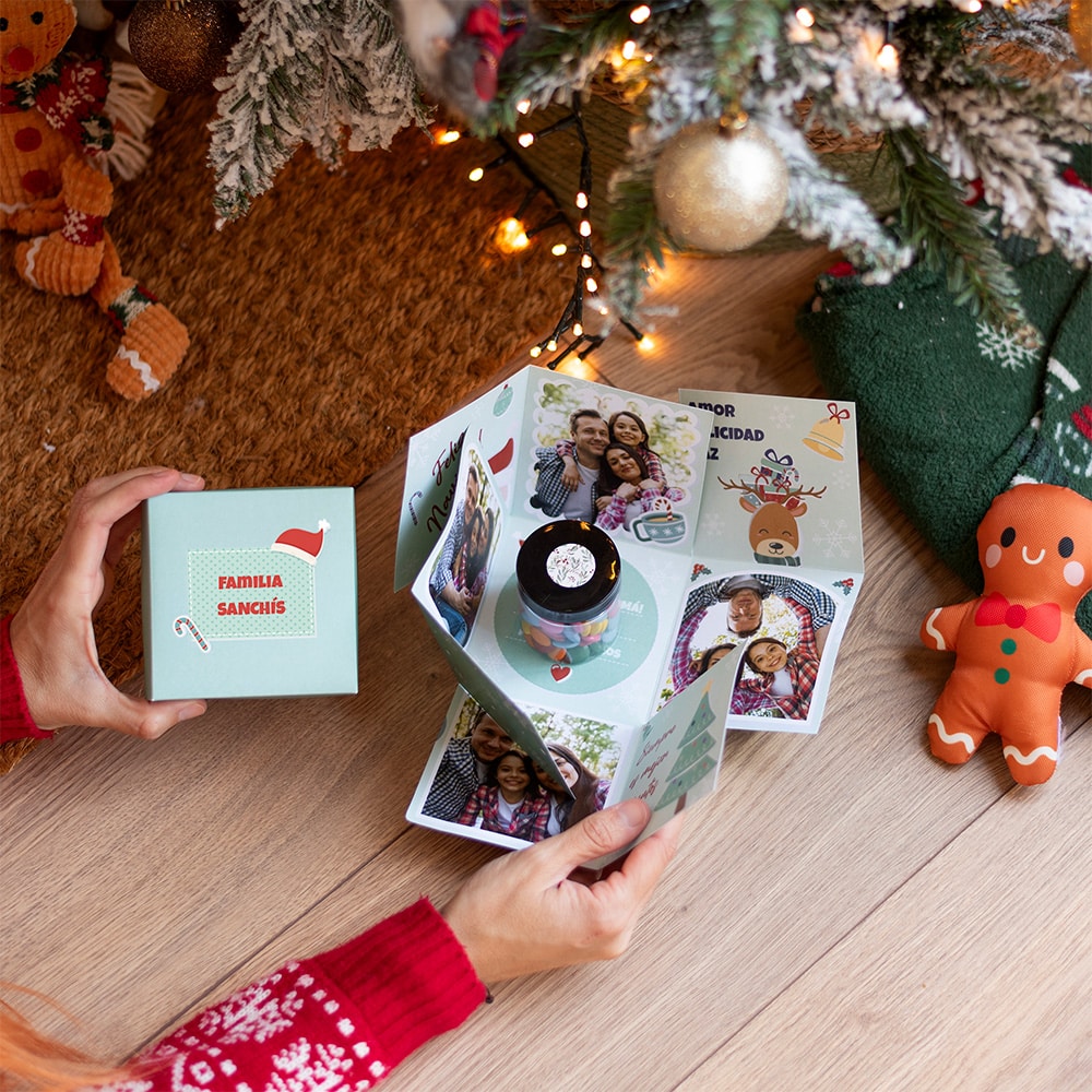 Caja Sorpresa Navidad Verde con Fotos y Textos personalizada