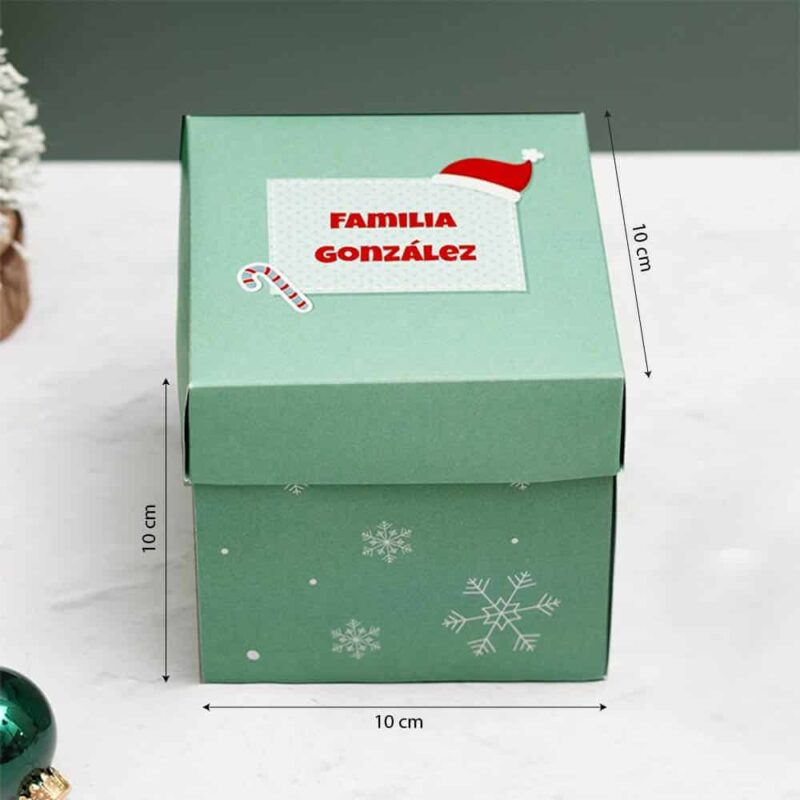 Caja Sorpresa Navidad Verde con Fotos y Textos personalizada