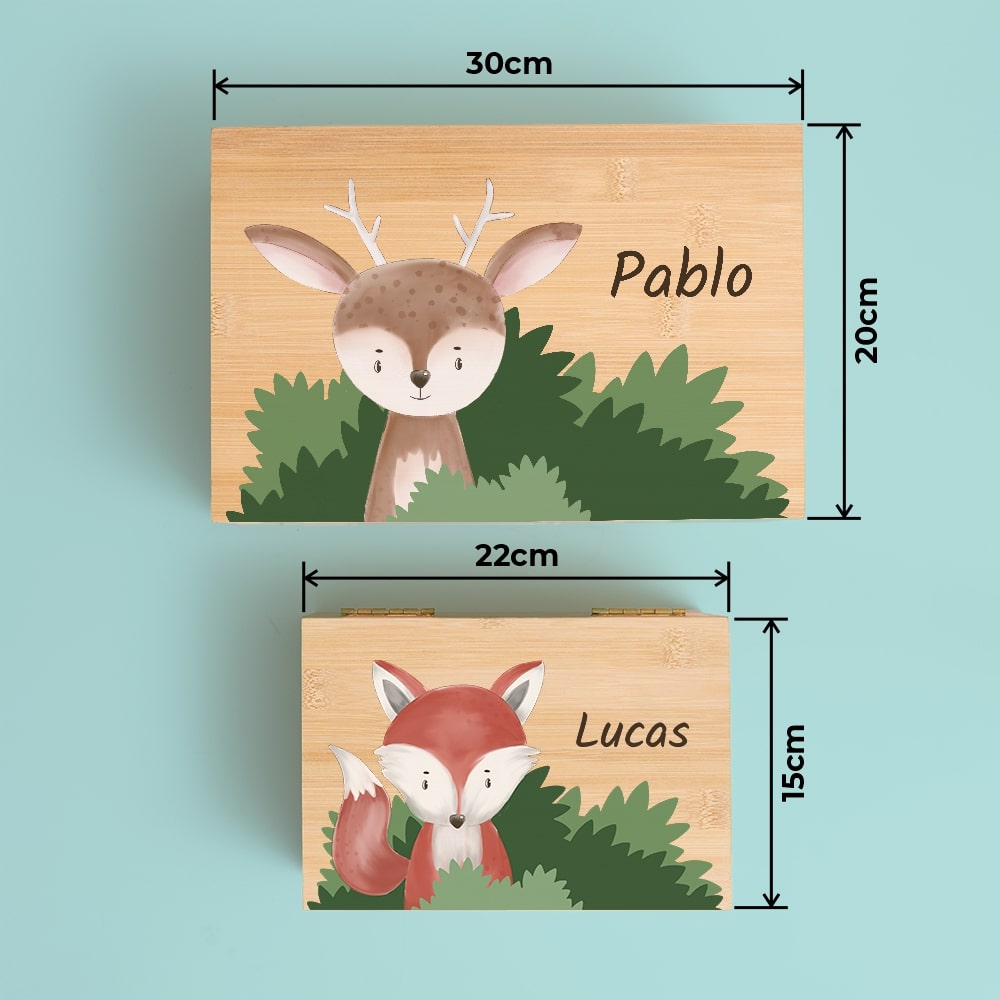 Caja de Recuerdos Infantil Animalitos con Nombre personalizada