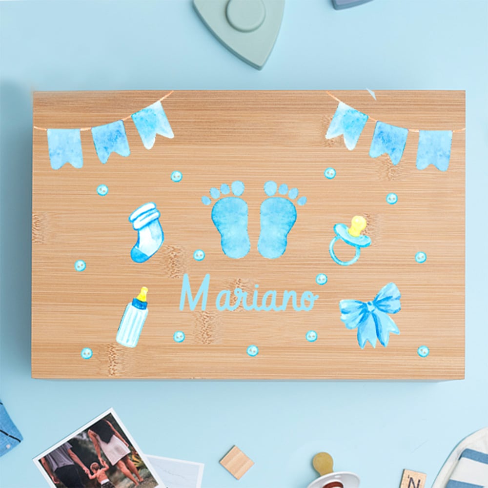 Caja de Recuerdos Piececitos Bebé con Nombre personalizada