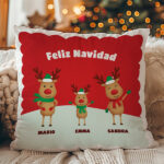 Miniatura de Cojín Renos con Nombres personalizado
