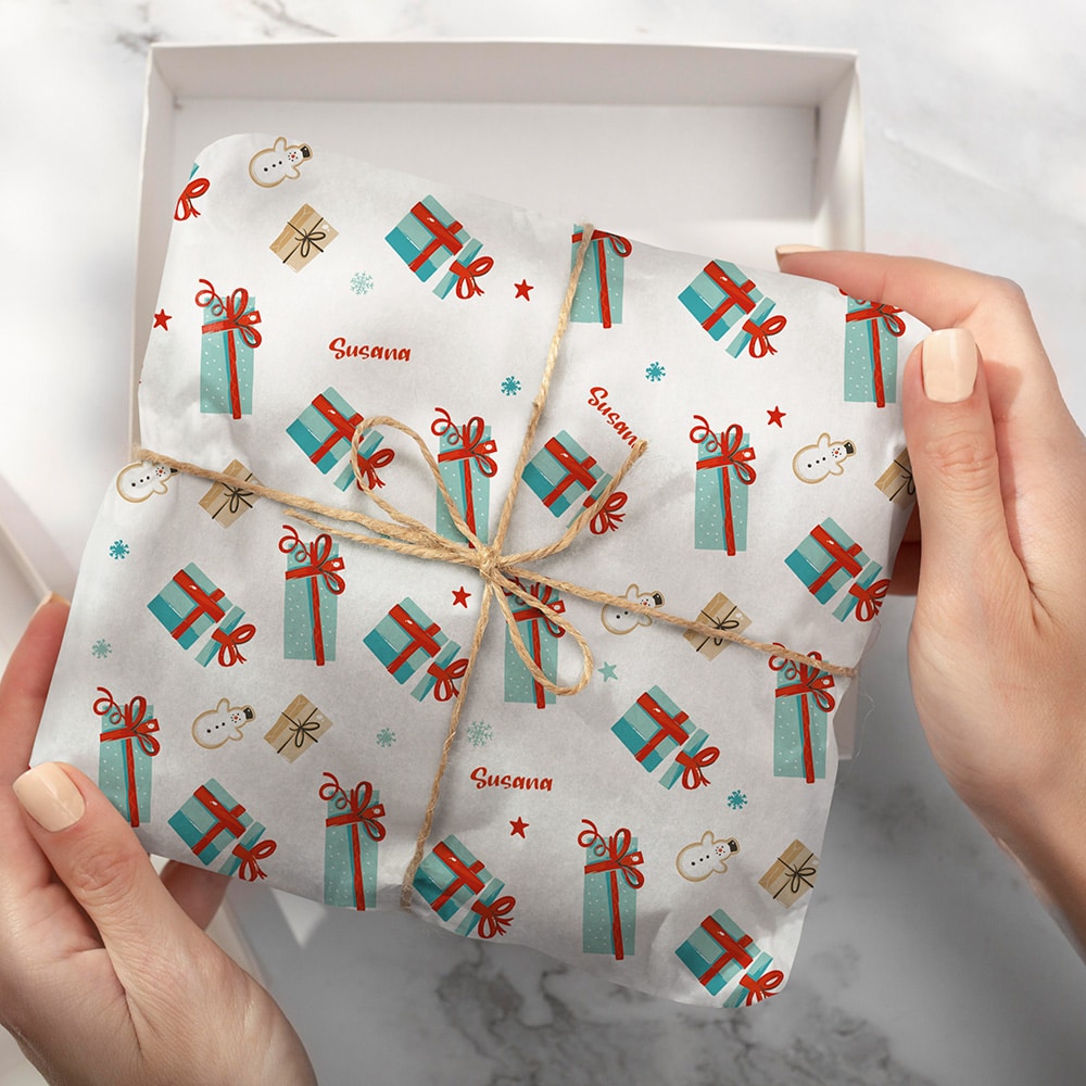 Papel de Regalo Cajas con Texto personalizado